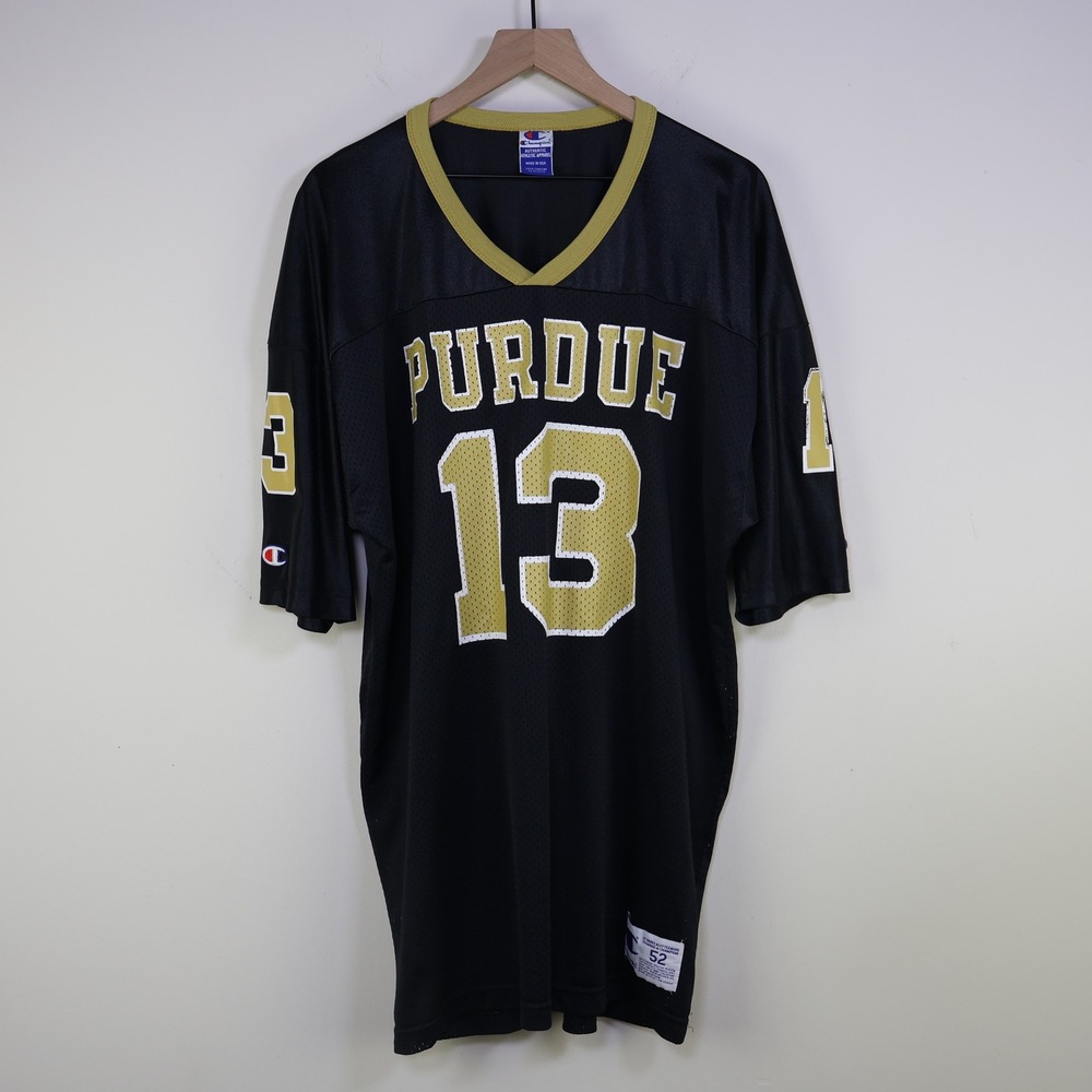 Vintage 90s Champion Purdue Boilermakers Football Jersey Size 52 Mesh Black Gold